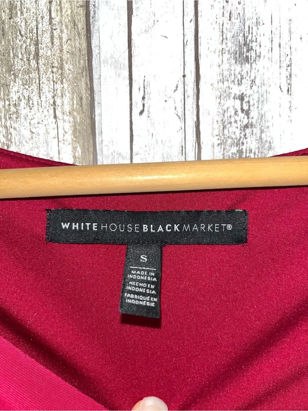 White House Black Market Red Asymmetrical Neck Top Small Ruched Stretch Blouse - Picture 5 of 5